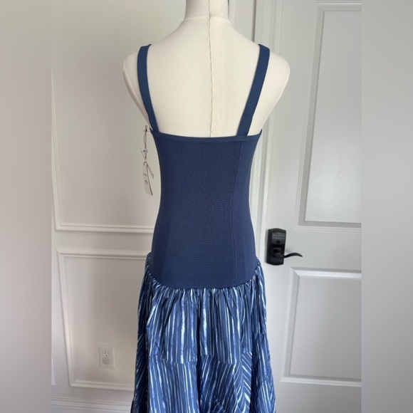 NWT Nordstrom House of Aama Lana Mixed Media Indigo Blue Women’s Dress Small - Picture 8 of 11